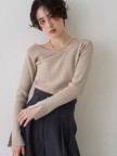 【一部店舗限定】ドレープスリットスリーブリブニット