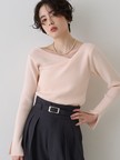 【一部店舗限定】ドレープスリットスリーブリブニット