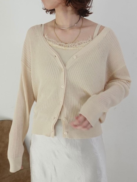 Rouge vif la cle - 【一部店舗限定】レースキャミ付きニットアンサンブル/カーディガン【予約】