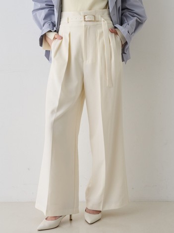 【新色登場】【一部店舗限定】【3サイズ展開】ベルト付きハイウエストタックパンツ