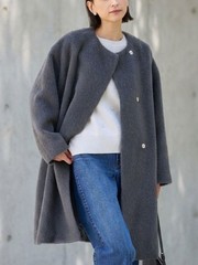 アルパカ混ノーカラーシャギーコート【予約】｜Rouge vif la cle