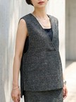 【セットアップ対応】モールヘリンボーンＶネックベスト/ジレ