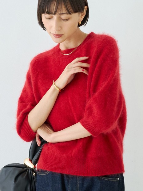 カシミヤ混ウール半袖ニット
