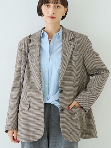 ウール混ストレッチツイルシングルテーラージャケット