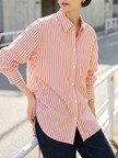 ストライプサイドドロストシャツ