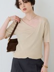 【一部店舗 / WEB限定】ハーフスリーブドレープリブニット