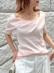 【一部店舗 / WEB限定】ハーフスリーブドレープリブニット