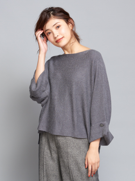 ボートネックドレープニット/チャコールグレー入荷!