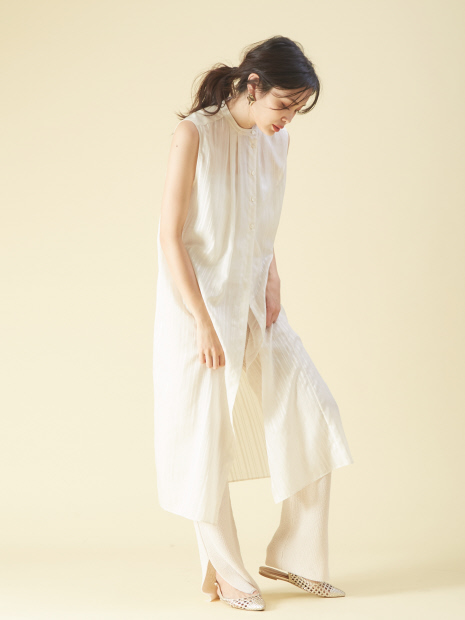 シアーストライプロングシャツ