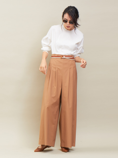 タックロングワイドパンツ