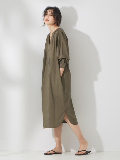 【WEB限定】フロントギャザーシャツワンピース