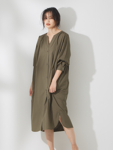【WEB限定】フロントギャザーシャツワンピース