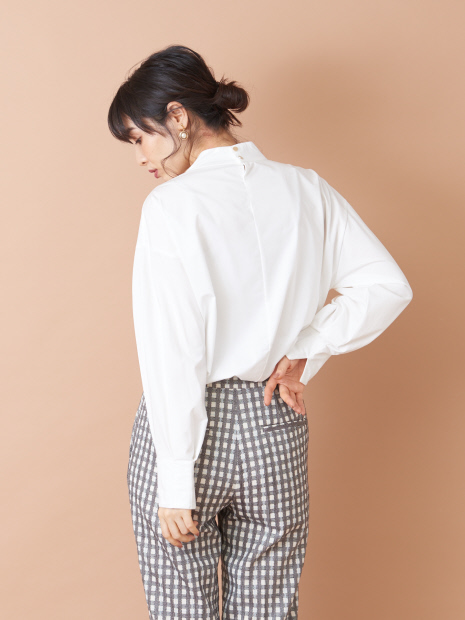 ハイネックパフ袖カットソー