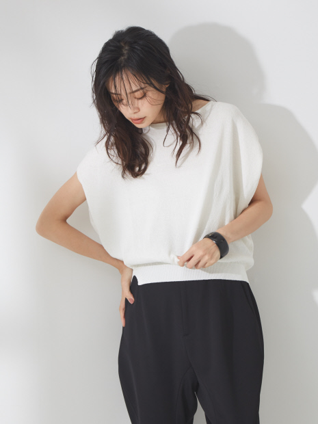 【大人気!再入荷!】和紙コットンクルーネックサマーニット