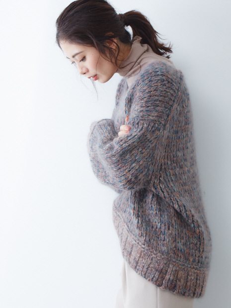 ミックスカラーアルパカモヘアニット