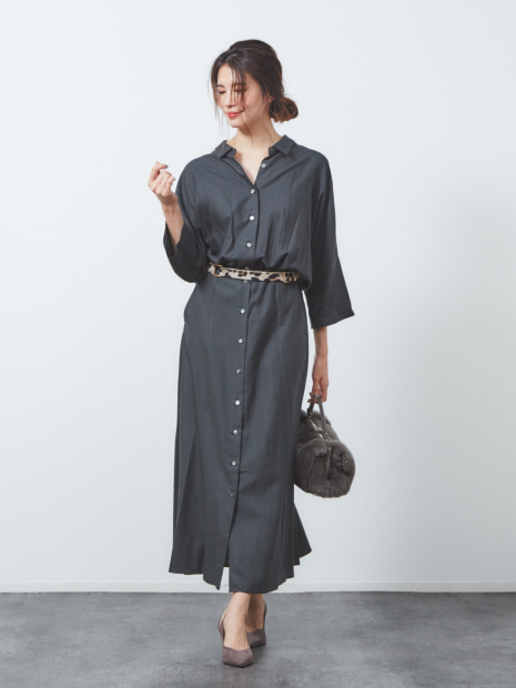 anana 7分袖シャツワンピース