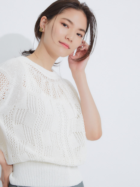 boussole×qualite 透かし柄ニットプルオーバー