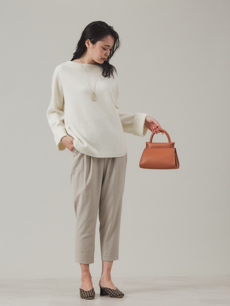 カシミヤ混ボートハイネックプルオーバー
