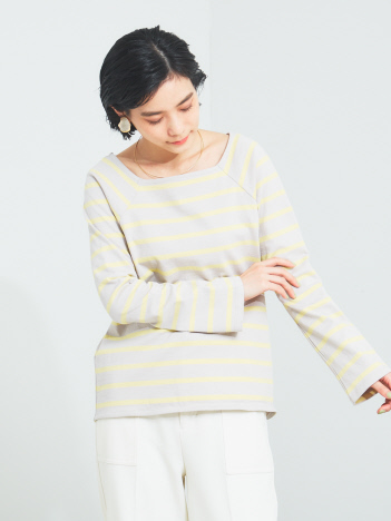 OUTLET (Ladie's) - 【WEB・一部店舗限定】ボーダースクエアネックカットソー