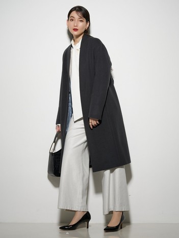 極美品♪シティショップ 22AW ショートビーバー ウールコート グリーン BEATRICE（ベアトリス） ショートビーバー ビッグメタルボタン Aライン