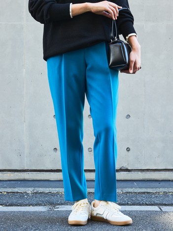 【ブルー】ダブルクロスセンタープレスパンツ