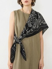 MANTERO/マンテロ】 FLOWER SILK SCARF フラワーシルクスカーフ90×90cm