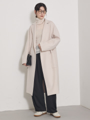 アクリス カシミヤ100% ロングコート チェスターコート ダブルフェイス Merfirge チェスターコート カシミヤ 100% ダブルフェイス サイド