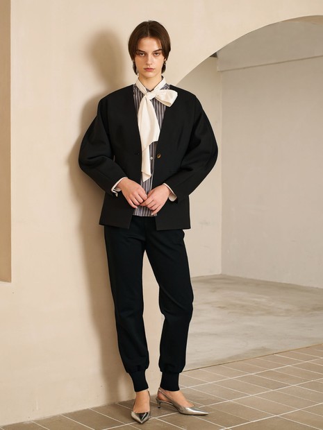 【ボウタイ取り外し可能】クレリックボウタイブラウス