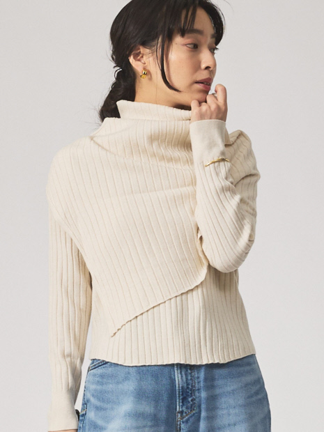 【新色追加!25AW】アシメスヌードリブニット【予約】