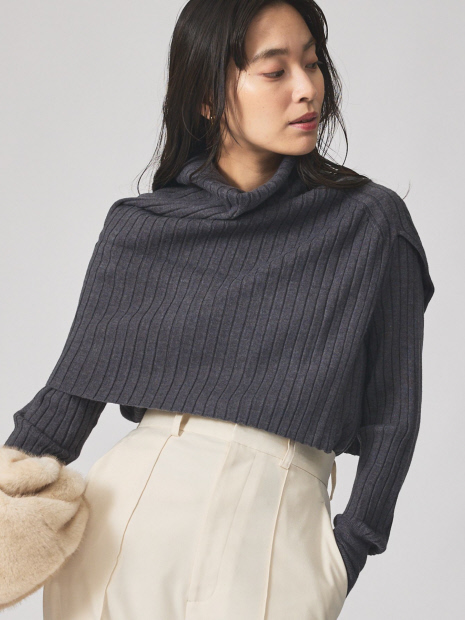 【新色追加!25AW】アシメスヌードリブニット【予約】
