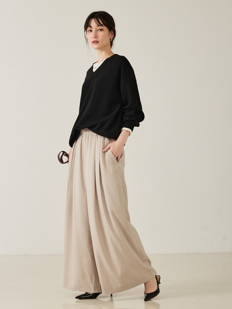 ピーチサテンフレアーパンツ｜qualite / カリテ
