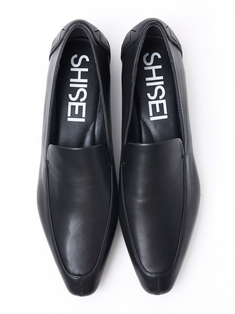 SHISEI 24.5cmブラックレザー ローファー箱あり SHISEI】MM CHISEL TOE SLIPON ソフトローファー｜qualite / カリテ