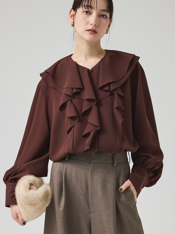 ダブルラッフルブラウス