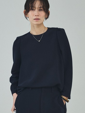 qualite - 【シワになりにくい】ライトダブルクロスナローブラウス