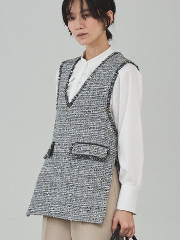 qualite - ラメツイードジレ【予約】