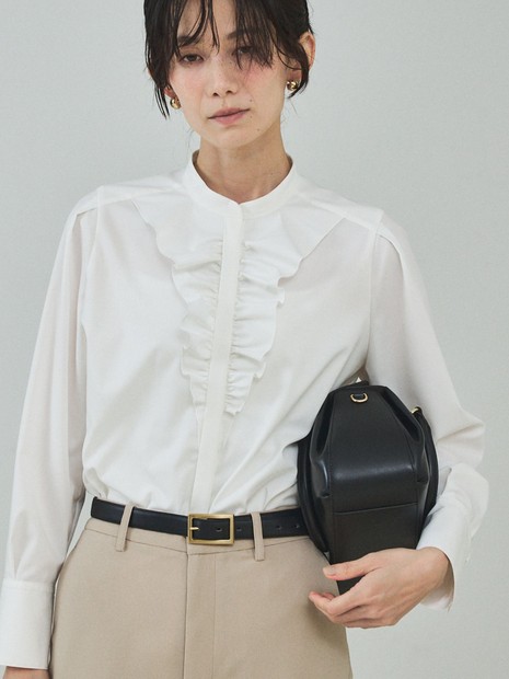 qualite - フロントラッフルブラウス【予約】