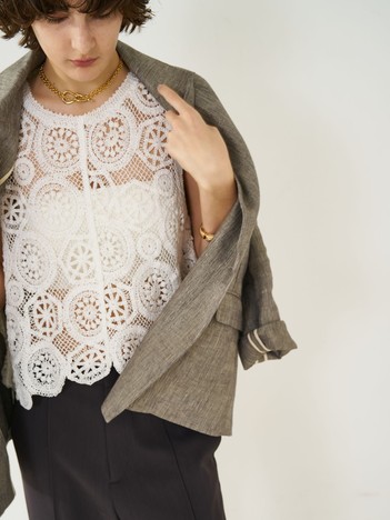 【前後2WAY仕様】スカラップレース2WAYブラウス