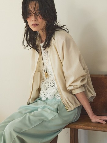 【撥水ナイロン使用】ナイロンドレープブルゾン