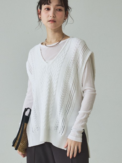 ケーブルニットベスト｜qualite / カリテ