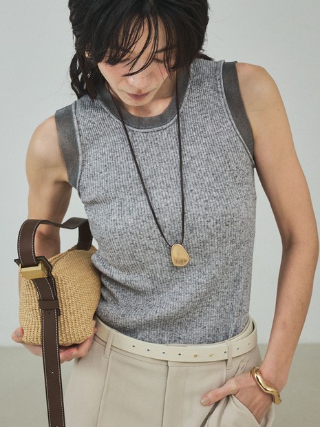 シアーミックスリブノースリーブ