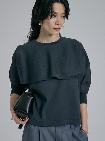 【ケープ×タンクの2WAY仕様】シアーケープニット