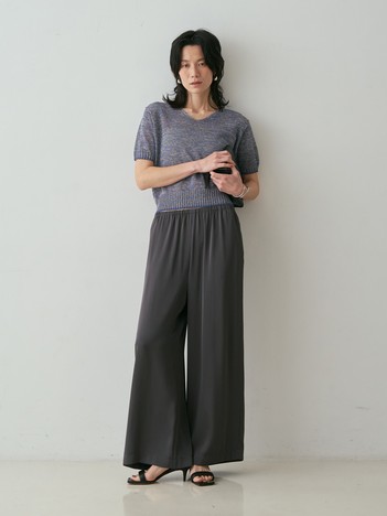 カラーポリリネンVネックニット【予約】