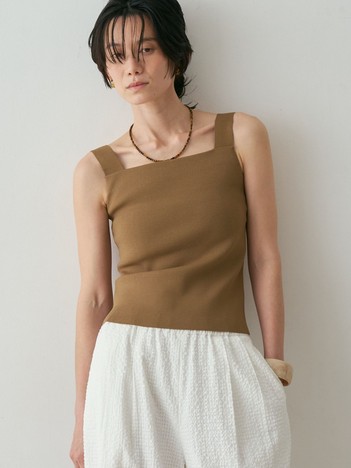 【接触冷感・セットアップ対応】レーヨンストレッチニットノースリーブ