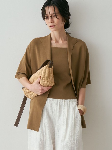 【接触冷感・セットアップ対応】レーヨンストレッチニットジャケット