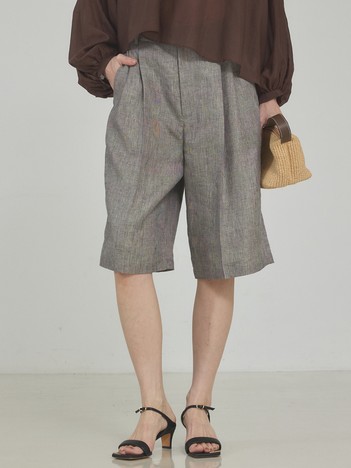 【大人のショートパンツ】ラメリネンショートパンツ/セットアップ対応
