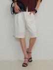 【大人が穿ける上品ショート丈／新型登場】リネンライクショートパンツ/セットアップ対応