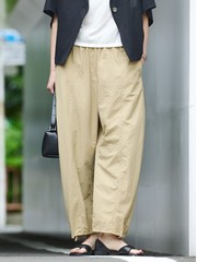 人気追加】【3サイズ展開】リネンタッチベルト付きハイウエストパンツ