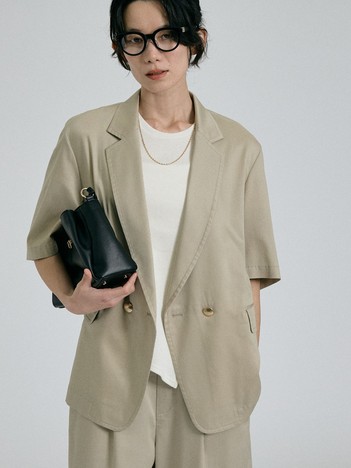 【接触冷感＆セットアップ対応】ライトデニムハーフスリーブジャケット