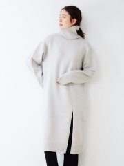 ハイネックフロントジップニットワンピース Outlet アウトレット