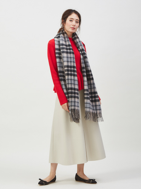 カシミヤリバーシブルチェック×千鳥ストール